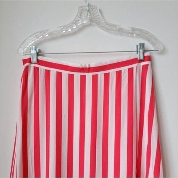 NWT XHILARATION Ruffled Trim Skirt Coral Fuchsia White Striped Size M - Picture 9 of 11